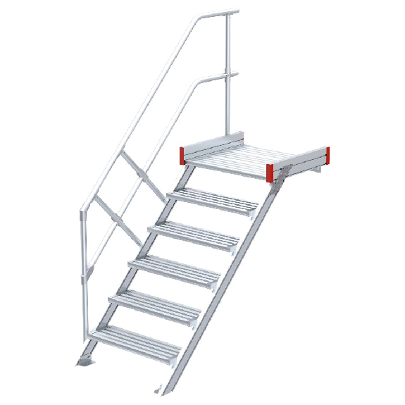 Aluminium-Podesttreppe 45° mit geriffelten Stufen-Beschreibung lesen