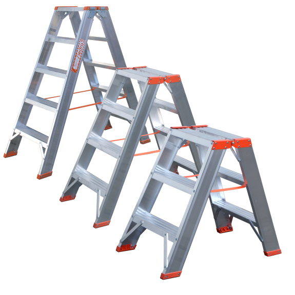 Stehleiter mit Vollwandprofilverstärkung 2x3 Stufen-Beschreibung lesen