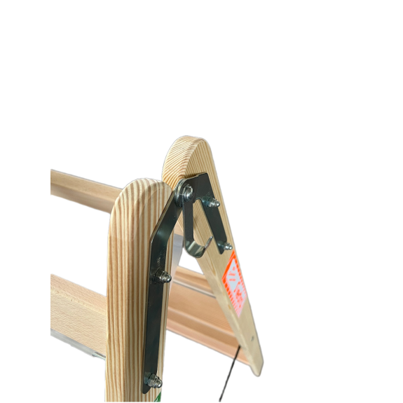 Holzleiter 2x6 Stufen mit Werkzeugtasche und Eimerhaken-Beschreibung lesen