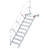 Aluminium-Podesttreppe 45° mit geriffelten Stufen