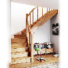 1/2 gewendelte Treppe 252-280 cm in weißem Ahorn mit konvexem Geländer