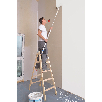 Stehleiter aus Holz mit Eimerhaken 2x7 Sprossen-Beschreibung lesen