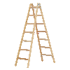 Stehleiter aus Holz mit Eimerhaken 2x7 Sprossen