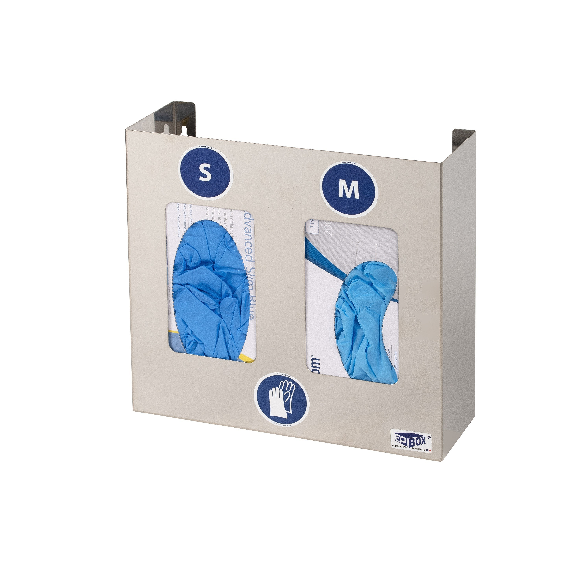 Distributeur inox de gants - 2 boîtes-Lire la description