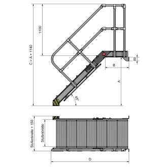 Plattformtreppe wandmontiert Neigung 60° 4 Stufen-Beschreibung lesen