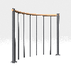 Brüstungsgeländer mit vertikalen Stäben und Holz-Handlauf 120 cm