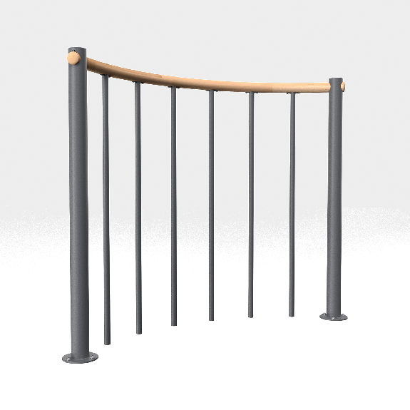 Brüstungsgeländer mit vertikalen Stäben und Holz-Handlauf 120 cm-Beschreibung lesen