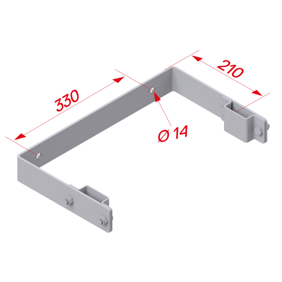 Wandhalterung in U-Form aus verzinktem Stahl 330 mm-Beschreibung lesen
