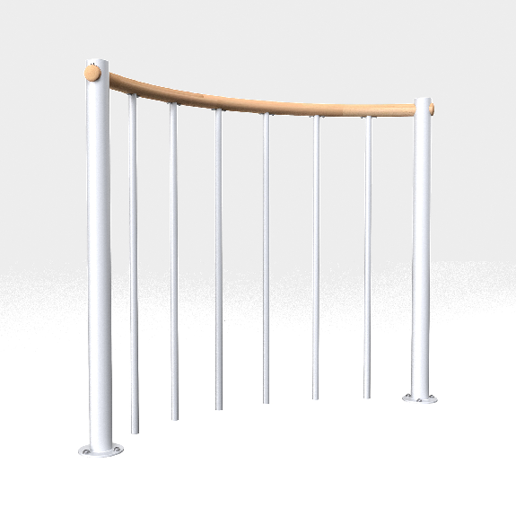 Brüstungsgeländer mit vertikalen Stäben und Holz-Handlauf 140 cm-Beschreibung lesen
