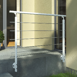 Brüstungsgeländer zur Wandmontage 1,5 m Aluminium weiß-Beschreibung lesen