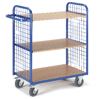 Etagenwagen mit Gitterwänden und Ladeflächen-Beschreibung lesen