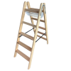 Holzleiter mit Werkzeugtasche und Eimerhaken 2x9 Stufen