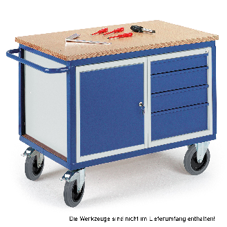 Werkstattwagen mit Stahlschrank und 4 Schubladen, 600 kg Tragkraft-Beschreibung lesen