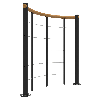 Brüstungsgeländer mit Untergurten und Holz-Handlauf Eiche Schwarz 140 cm