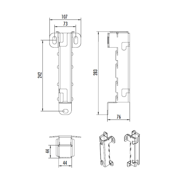 Führungshülse aus Edelstahl 44x44mm, Wandabstand 180mm-Beschreibung lesen