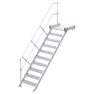 Aluminium-Podesttreppe 45° mit geriffelten Stufen-Beschreibung lesen