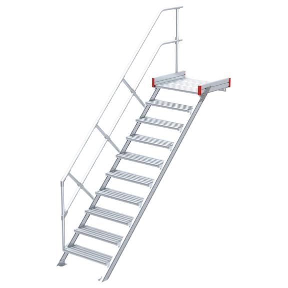 Aluminium-Podesttreppe 45° mit geriffelten Stufen-Beschreibung lesen