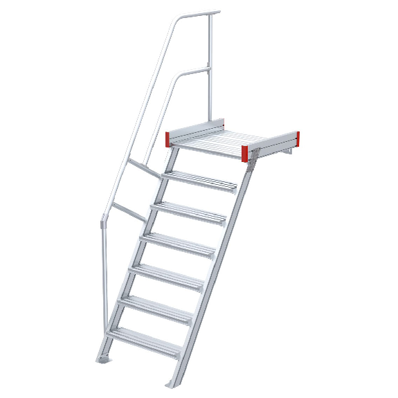 Podesttreppe 60° aus Aluminium mit geriffelten Stufen-Beschreibung lesen