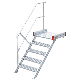 Podesttreppe 45° aus Aluminium mit geriffelten Stufen-Beschreibung lesen