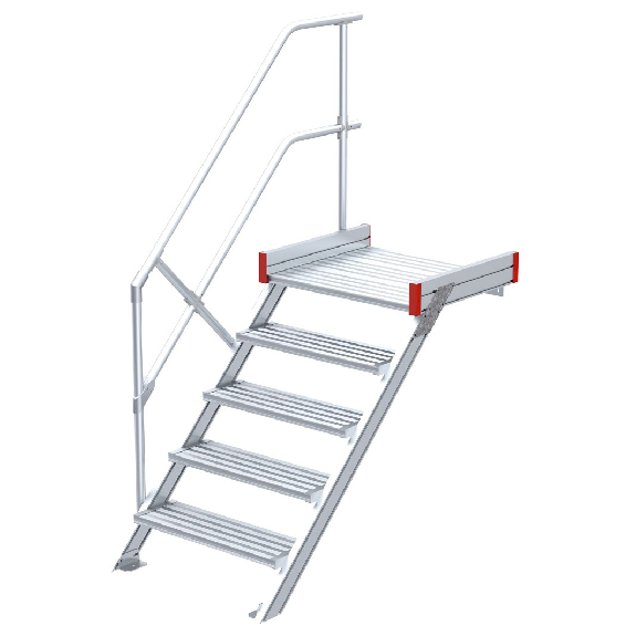 Podesttreppe 45° aus Aluminium mit geriffelten Stufen-Beschreibung lesen