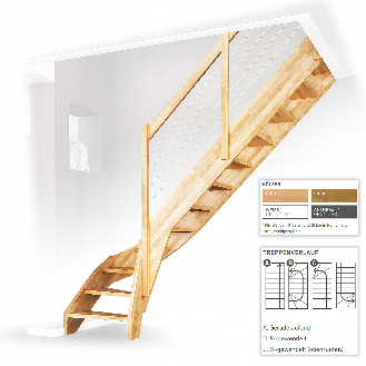 Raumspartreppe 1/4-gewendelt aus Holz-Beschreibung lesen