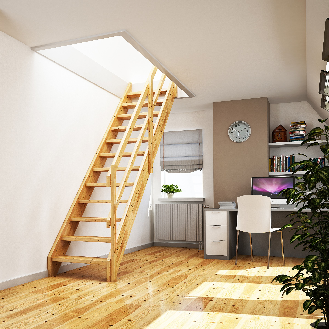 Raumspartreppe 1/4-gewendelt aus Holz-Beschreibung lesen