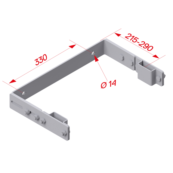 Wandhalterung verstellbar aus verzinktem Stahl 175-215 mm-Beschreibung lesen