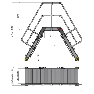 Überstieg stationär Neigung 60° Stufenbreite 600 mm 7 Stufen-Beschreibung lesen