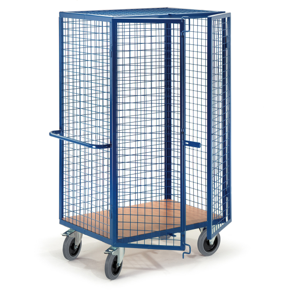 Gitter-Schrankwagen mit Stangenverschluss und Grundboden 1215x800mm-Beschreibung lesen