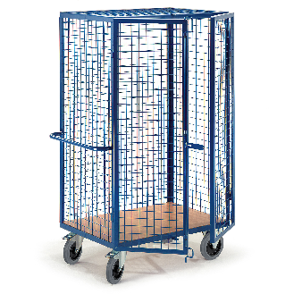 Gitter-Schrankwagen mit Stangenverschluss und Grundboden 1215x800mm-Beschreibung lesen