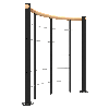Brüstungsgeländer mit Untergurten und rundem Holz-Handlauf 140 cm