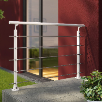 Brüstungsgeländer aus weißem Aluminium mit ovalen Pfosten-Beschreibung lesen