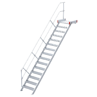 Podesttreppe 45° aus Aluminium mit geriffelten Stufen-Beschreibung lesen