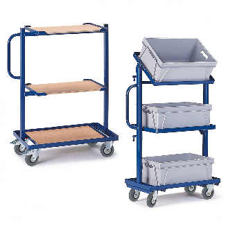 Beistellwagen mit 3 offenen Ladeflächen aus Stahl 620x410mm-Beschreibung lesen