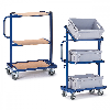 Beistellwagen mit 3 offenen Ladeflächen aus Stahl 620x410mm