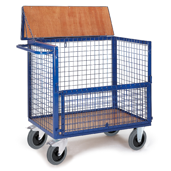 Drahtkastenwagen halb geklappt mit Deckel 975x675mm-Beschreibung lesen