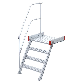Podesttreppe 60° aus Aluminium mit geriffelten Stufen-Beschreibung lesen
