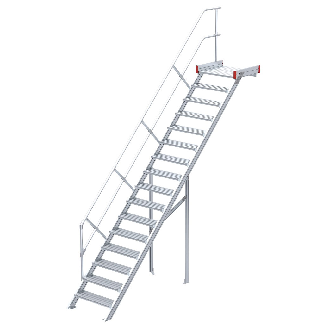 Aluminium-Podesttreppe 45° mit gerieften Stufen-Beschreibung lesen