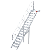 Aluminium-Podesttreppe 45° mit gerieften Stufen