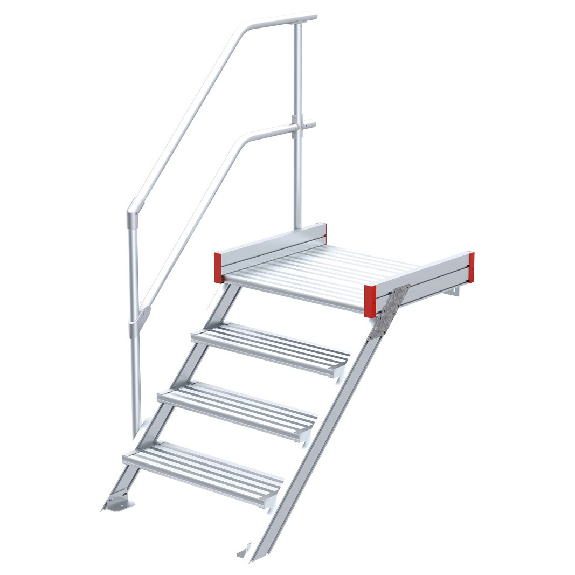 Podesttreppe 45° aus Aluminium mit geriffelten Stufen-Beschreibung lesen