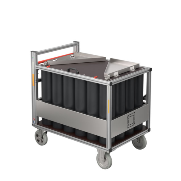 Transportsicherung für Atemluftflaschen im Rollcontainer-Beschreibung lesen