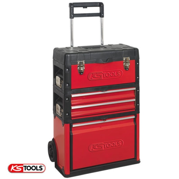 Servante datelier mobile en métal et PVC à 4 compartiments KSTOOLS-Lire la description