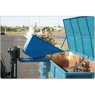 Benne auto-basculante pour manutention et tri des déchets-Lire la description