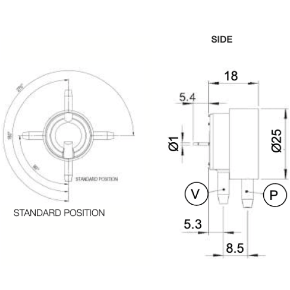 6891-02 Pressostat à monter sur circuit imprimé déclanchement 50 mbar-Lire la description
