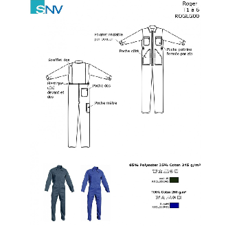 Combinaison de travail WORKWEAR poly/coton VERT US ROGER Taille L-Lire la description