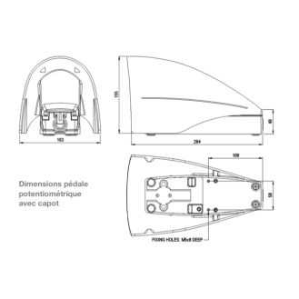 Pédalier métal avec potentiomètre 5k Ω protection IP67 6253-BAAA-AAZ0-Lire la description
