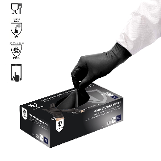 Gants nitrile jetables Noir- Boîte de 100 gants - Sans latex - Non poudrés - Résistants et Multi-usages-Lire la description