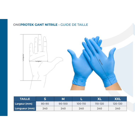 Gants nitrile jetables Bleu - Boîte de 100 gants - Sans latex - Non poudrés - Résistants et Multi-usages-Lire la description