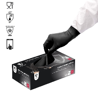 Gants nitrile jetables Noir- Boîte de 100 gants - Sans latex - Non poudrés - Résistants et Multi-usages-Lire la description