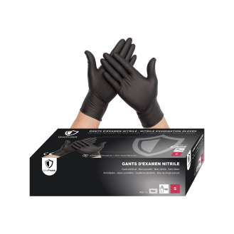 Gants nitrile jetables Noir- Boîte de 100 gants - Sans latex - Non poudrés - Résistants et Multi-usages-Lire la description